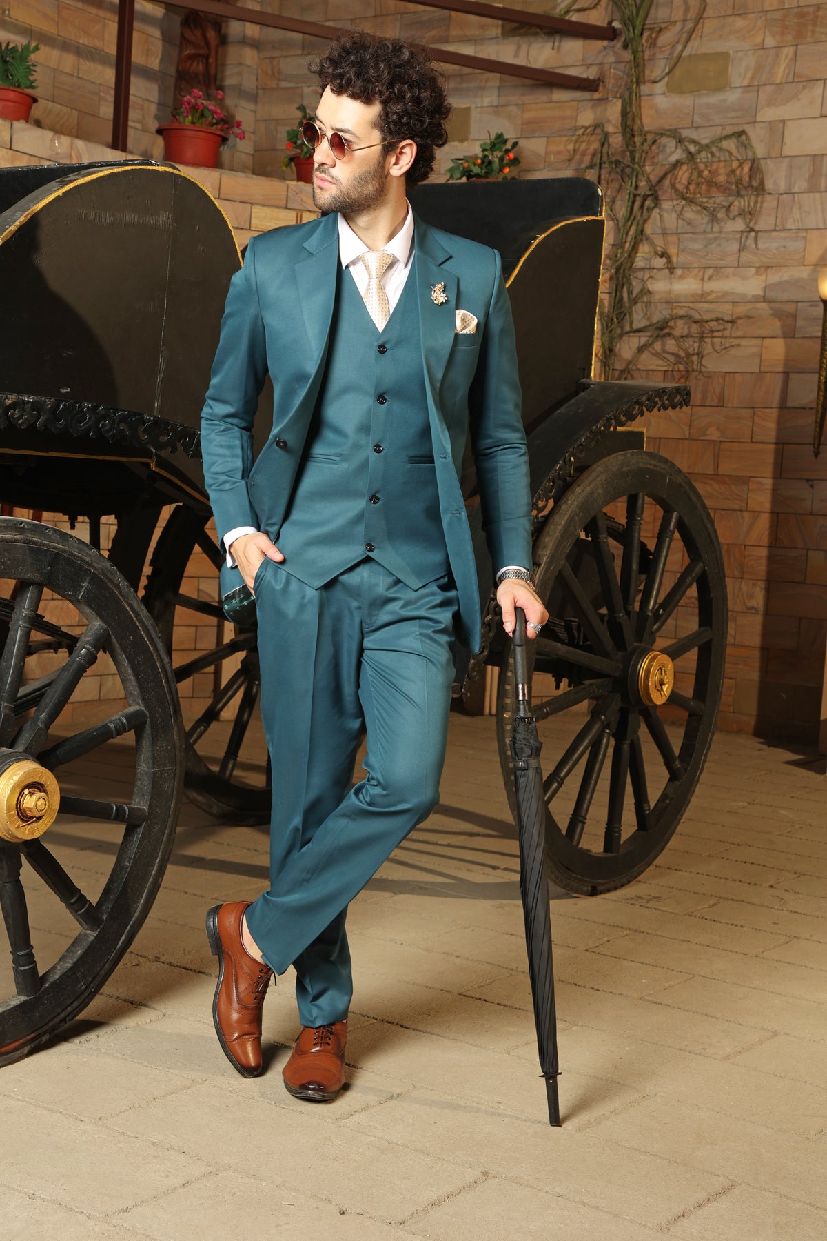 Arles Teal 3PC Suit