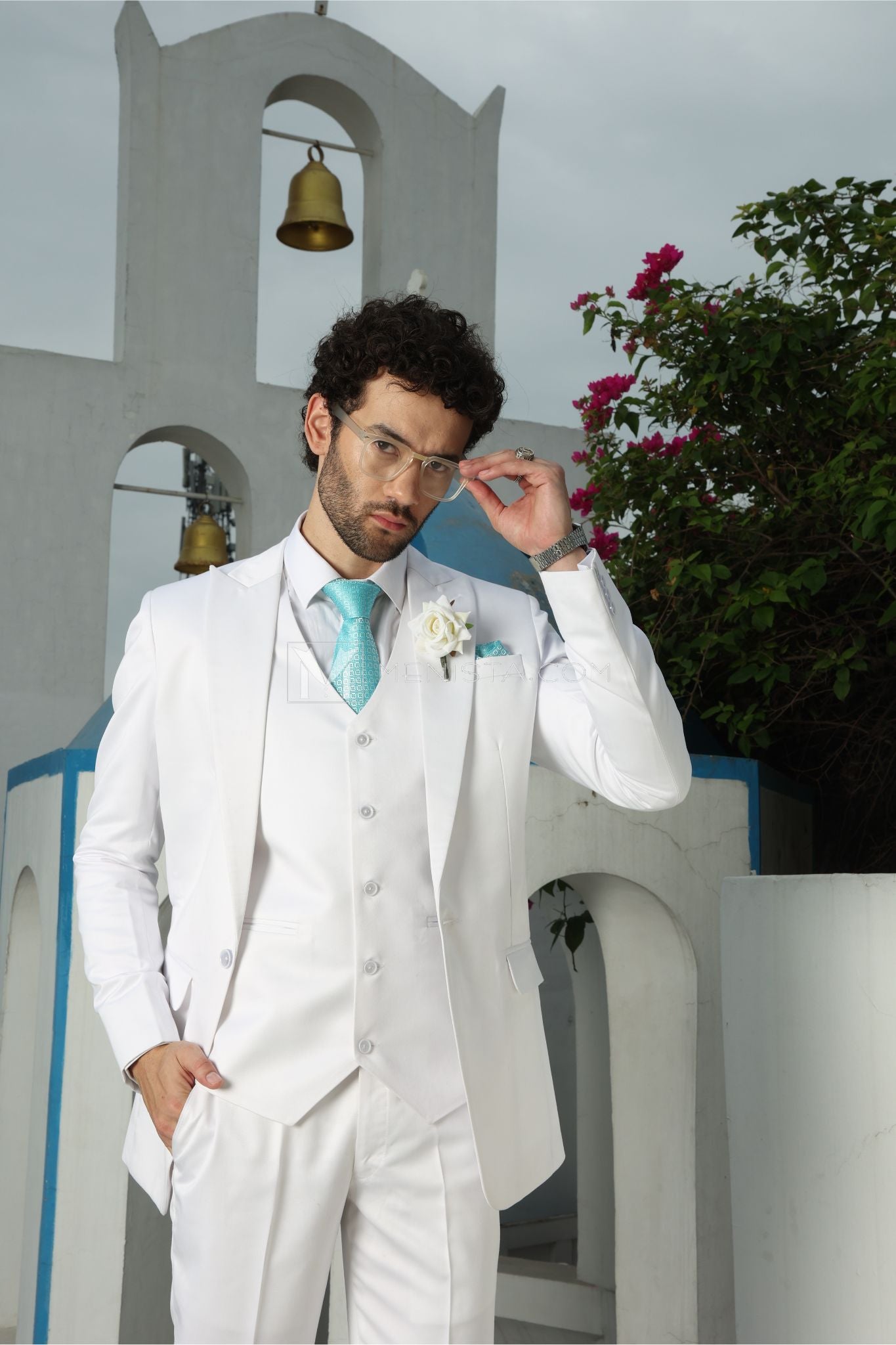white suit	
white body suit	
black and white suit	
white linen suit	
white suit for men	
white suit jacket	
white wedding suit	
white suit for wedding	
groom white wedding suit	