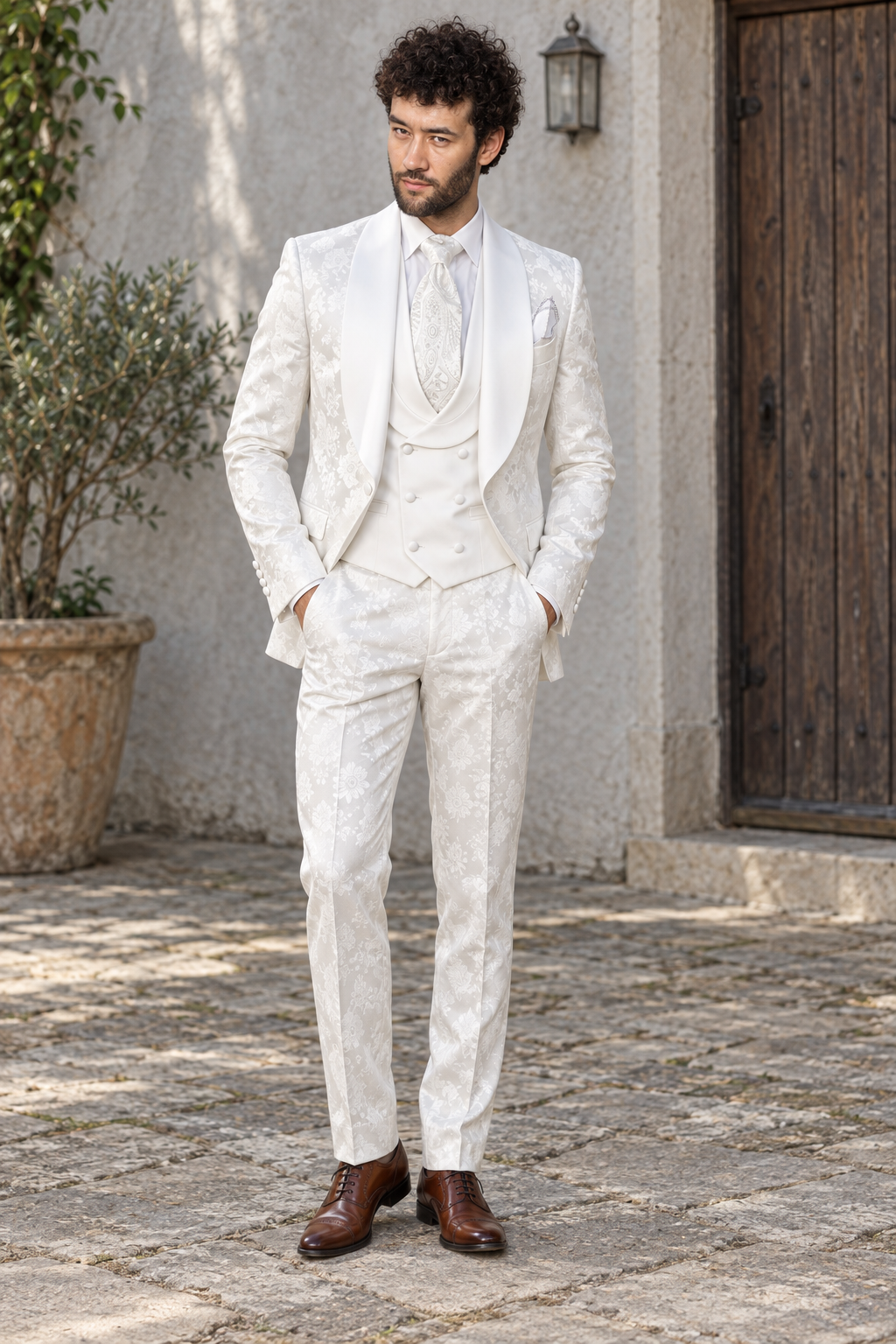 Montreux White Jacquard 3PC Tuxedo