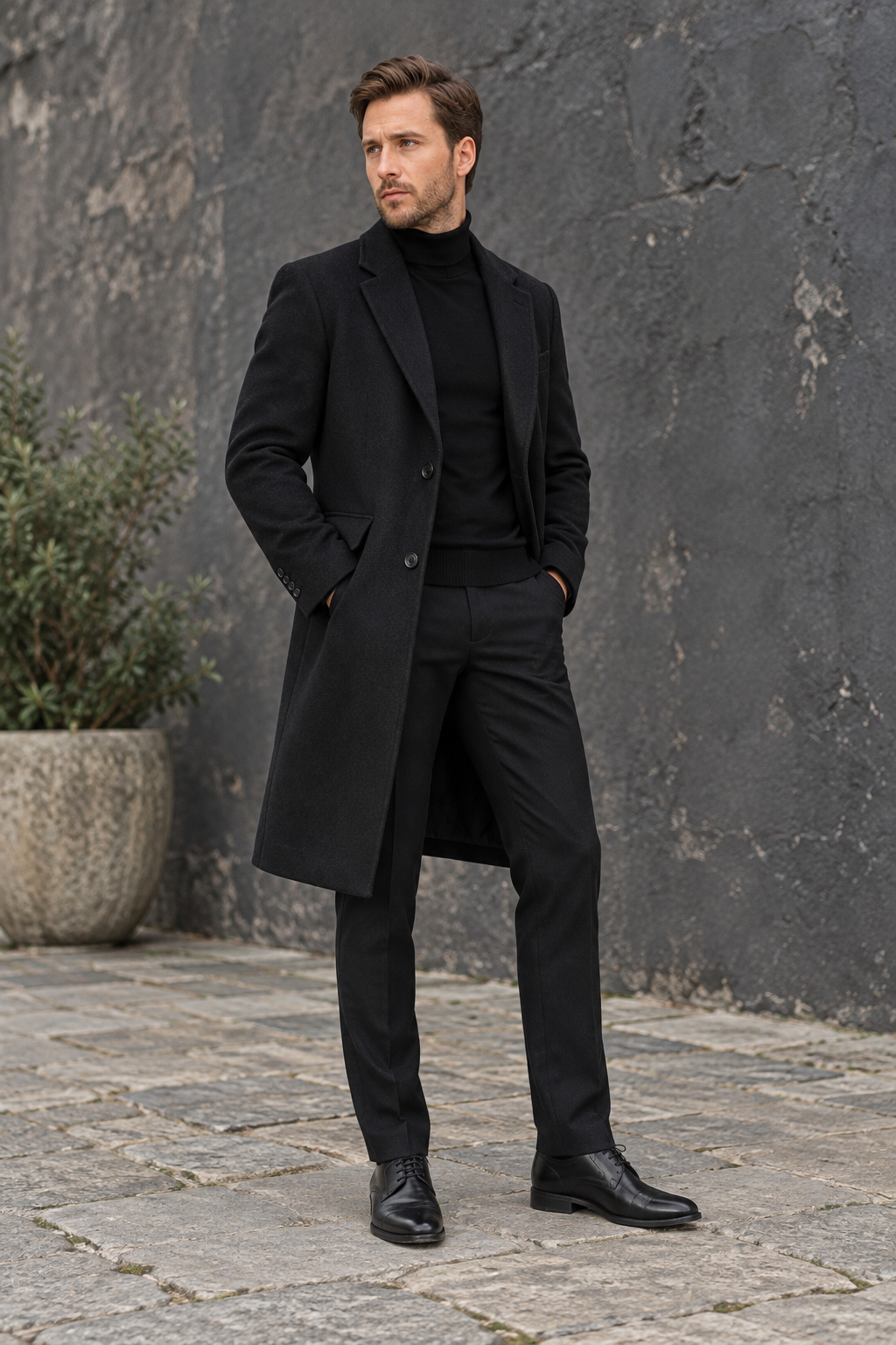 Gable Black Wool Trench Coat