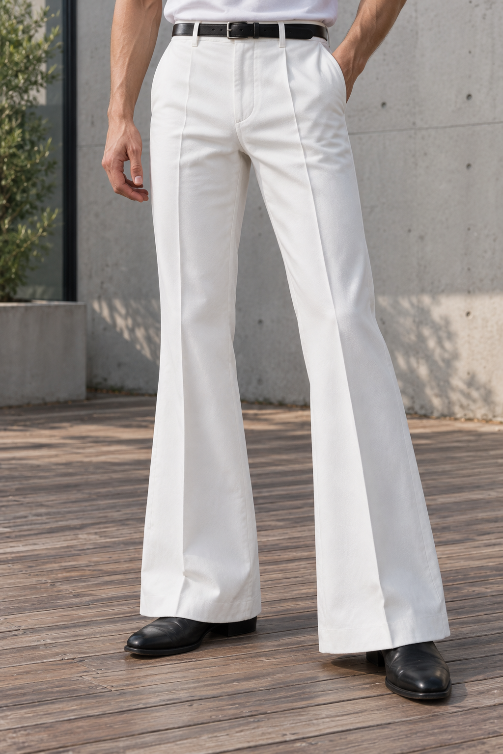 Caine White Flare Trouser