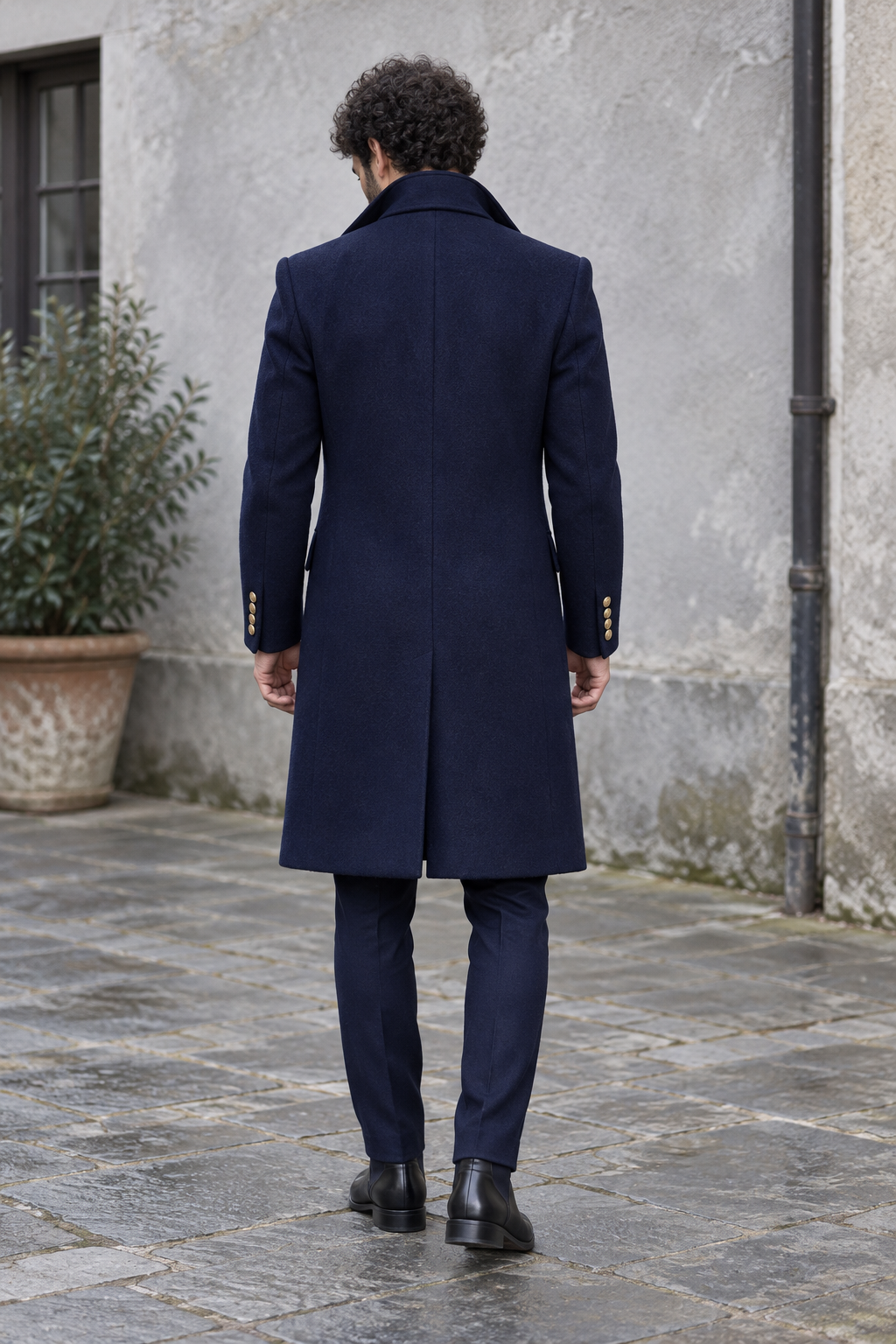 Thane Navy Wool Trench Coat