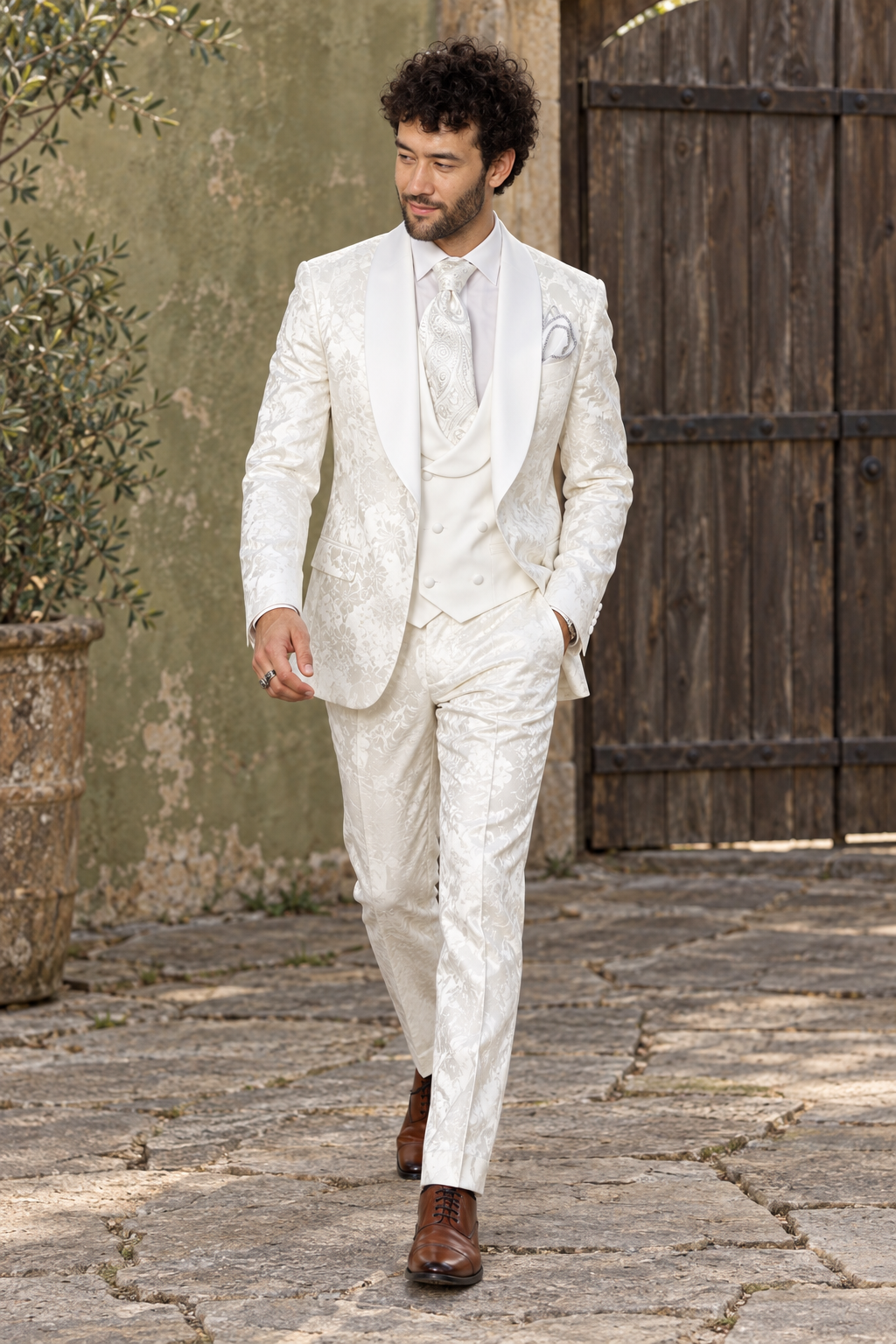 Montreux White Jacquard 3PC Tuxedo