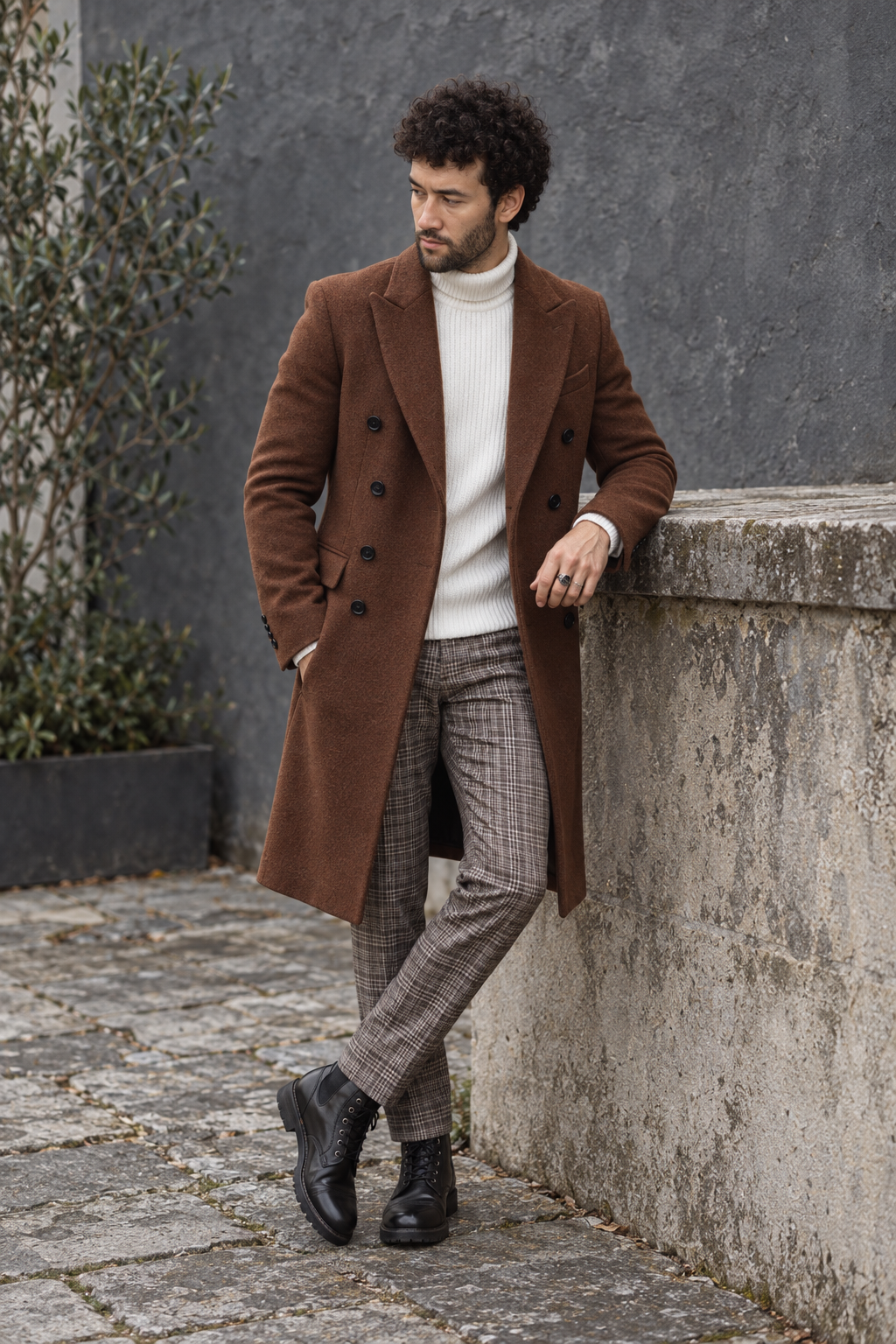 Hastings Brown Wool Trench Coat