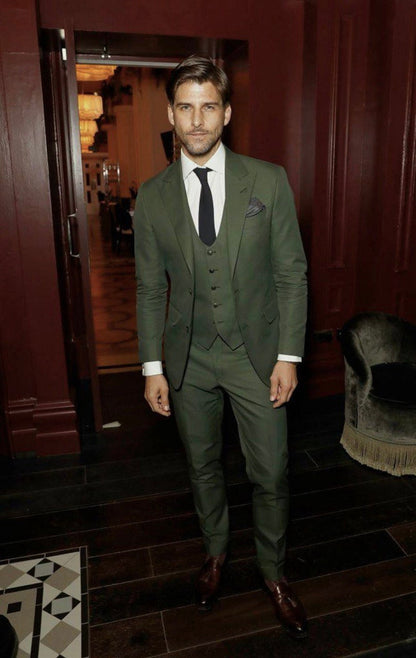 Menista Stylish Three-Piece Green Suit for Men | Perfect for Weddings, Engagements, Proms, Groom Wear, and Groomsmen Attire
