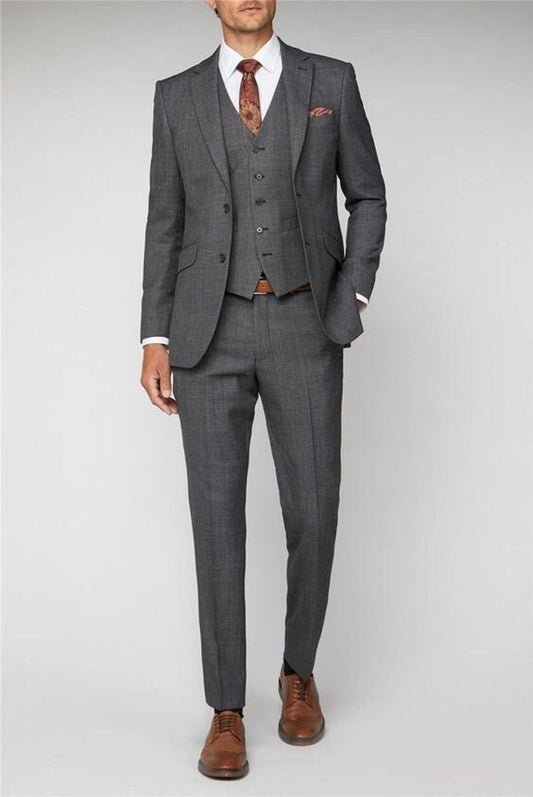 Menista Premium Three-Piece Grey Suit for Men | Ideal for Weddings, Engagements, Proms, Grooms, and Groomsmen