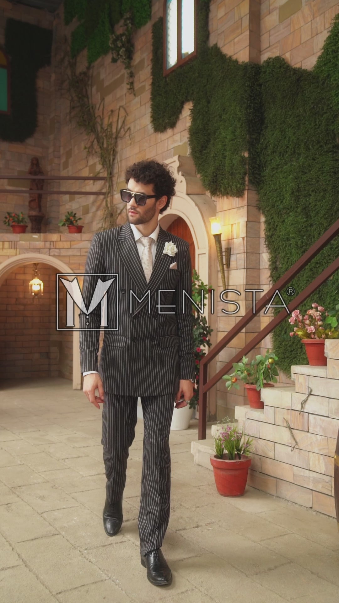 Connery Black Pinstripe Double-Breasted 2PC Suit