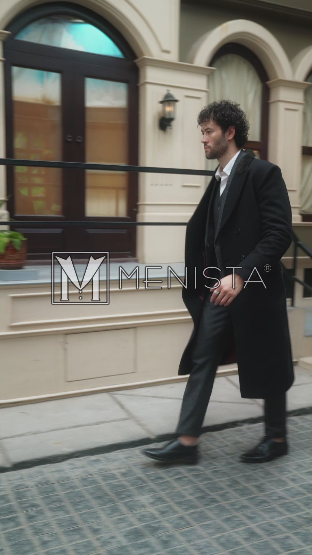 Hartwell Black Fur-Collar Long Coat